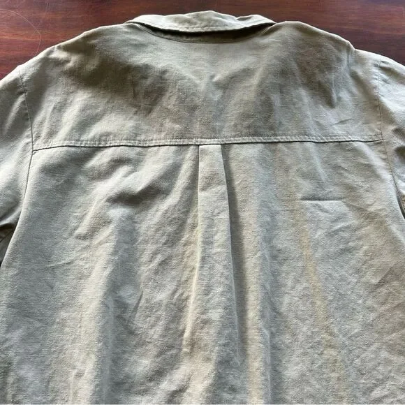 Jane Ashley Tan Silver Embroidered Linen Blend Shacket Shirt Women’s Large - Picture 12 of 14